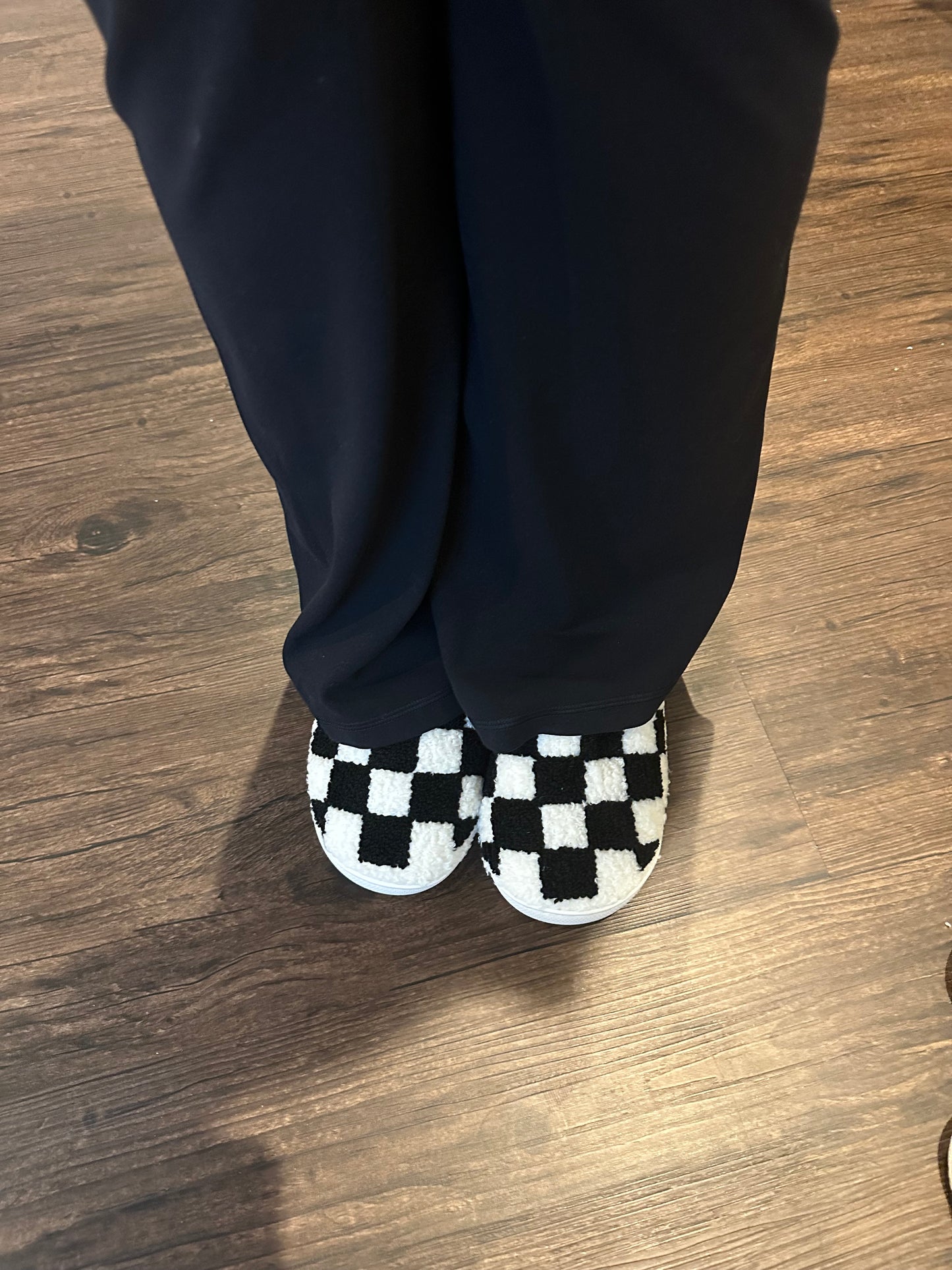 Black Checkered Slippers