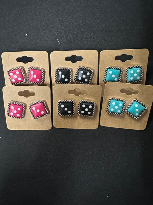 Dice theme stud earrings