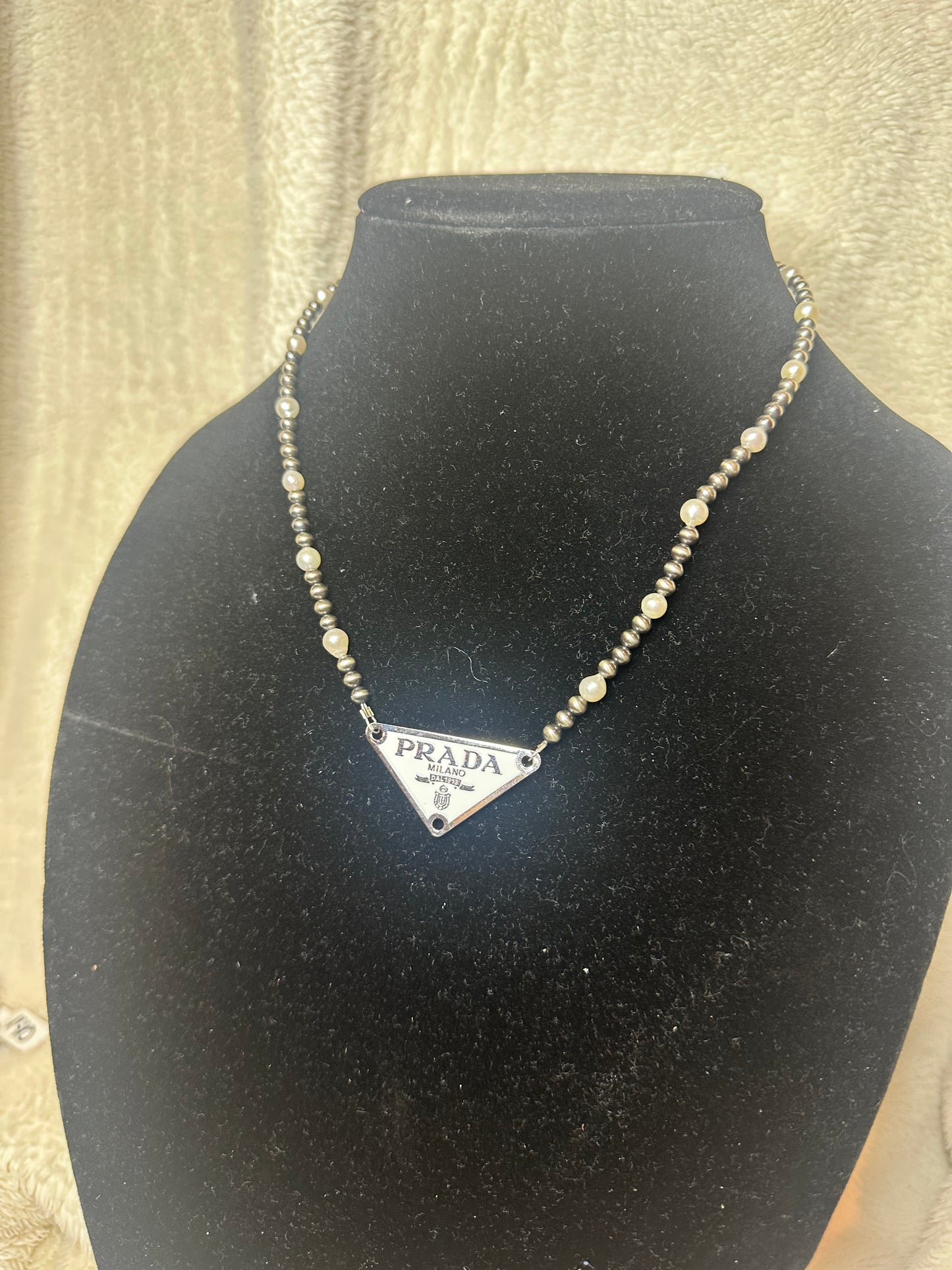 4mm pearl freshwater pearl PRADA pendant necklace