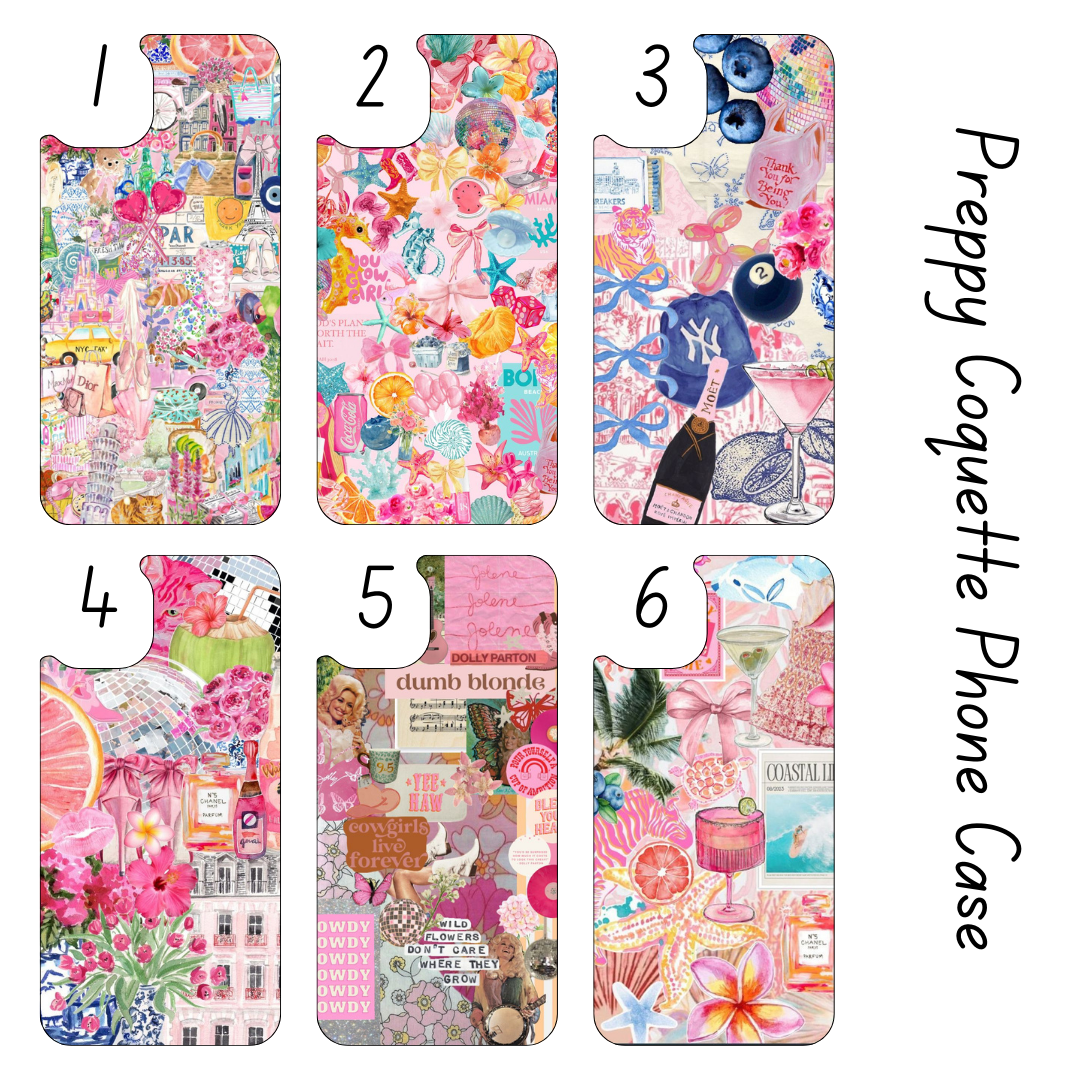 preppy coquette pressed phone case *6OPTIONS *15SIZES