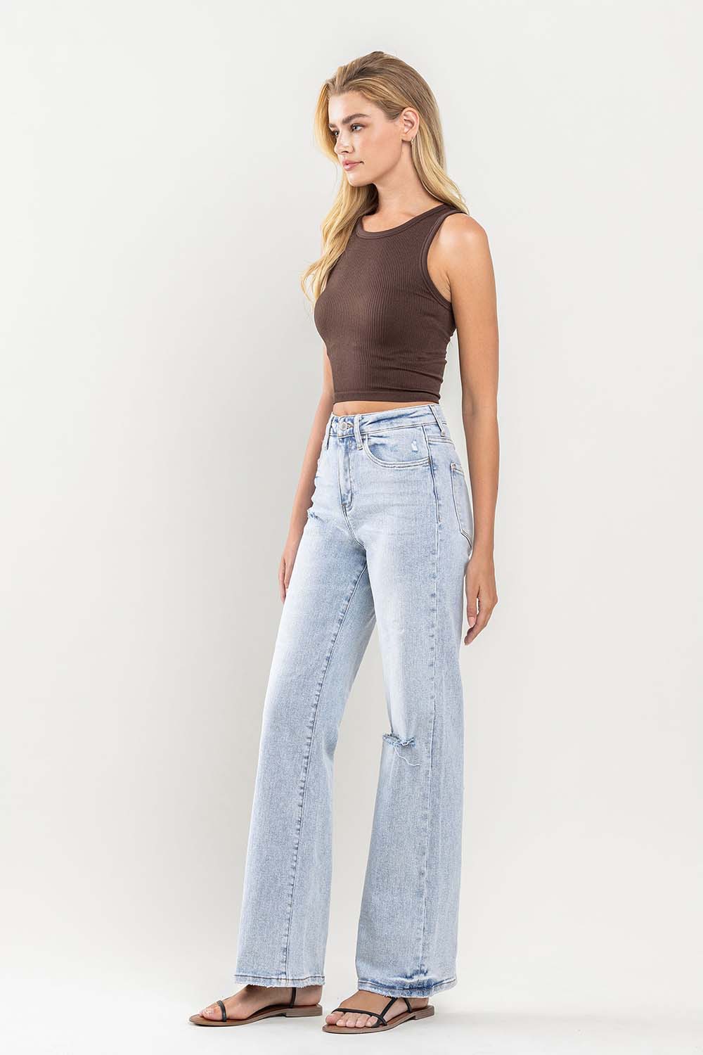 90'S VINTAGE SUPER HIGH RISE FLARE JEANS