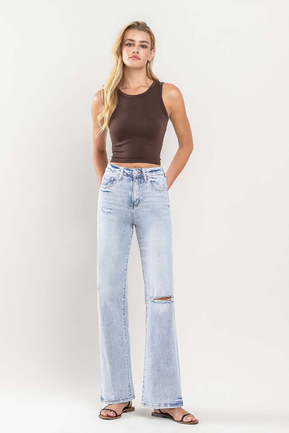 90'S VINTAGE SUPER HIGH RISE FLARE JEANS