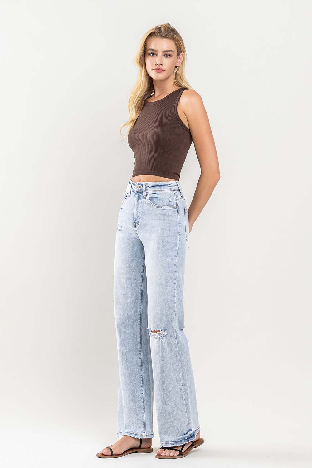 90'S VINTAGE SUPER HIGH RISE FLARE JEANS