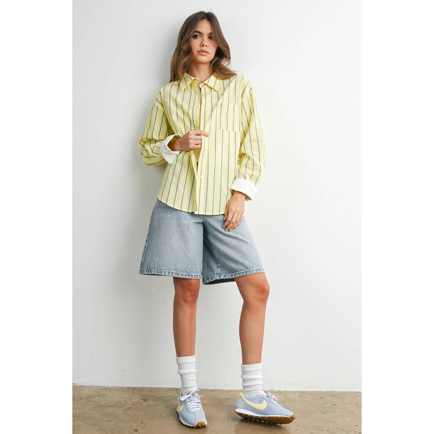 Striped Long-Sleeve Button-Up Shirt - BMT8055