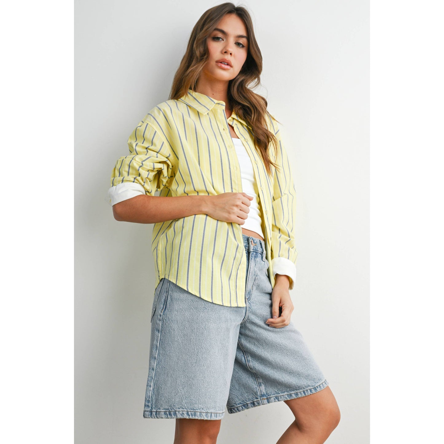 Striped Long-Sleeve Button-Up Shirt - BMT8055