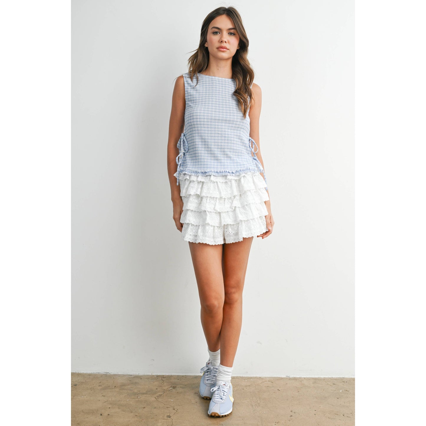 Checkered Ladder Lace-Up Vest - BMT8297