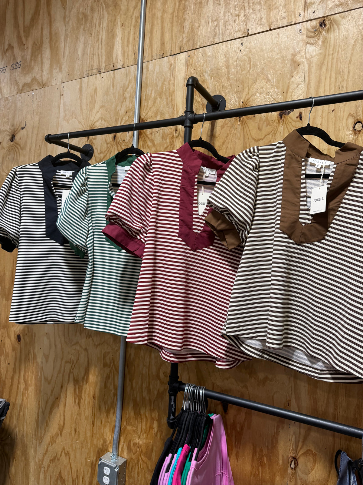 Striped puff sleeve v neck top