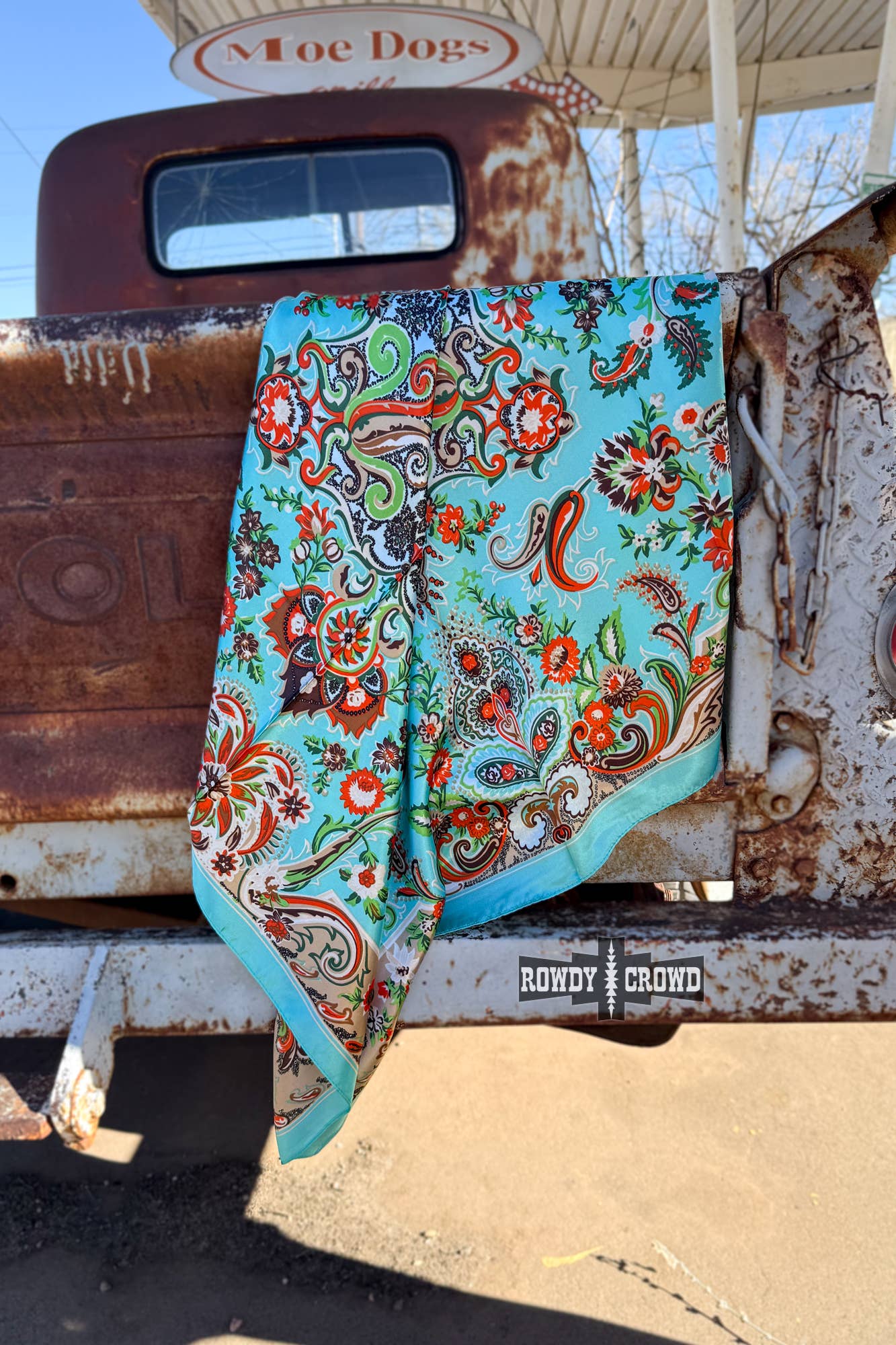 Turquoise Valley Print Wild Rag