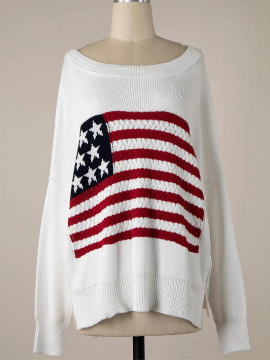 Flag crochet knit sweater