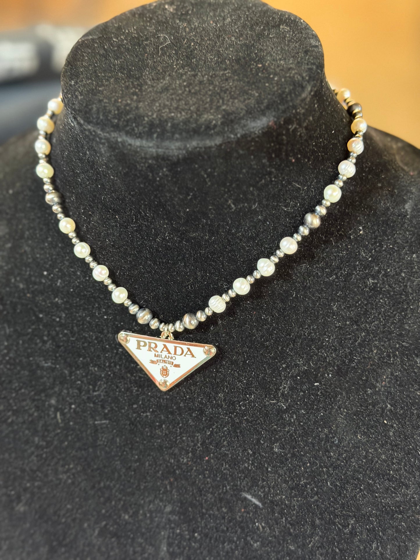 Freshwater pearl x PRADA necklace