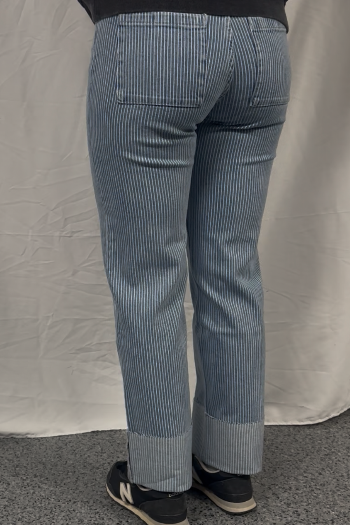 Mid Rise Stripe Slim Wide Jeans