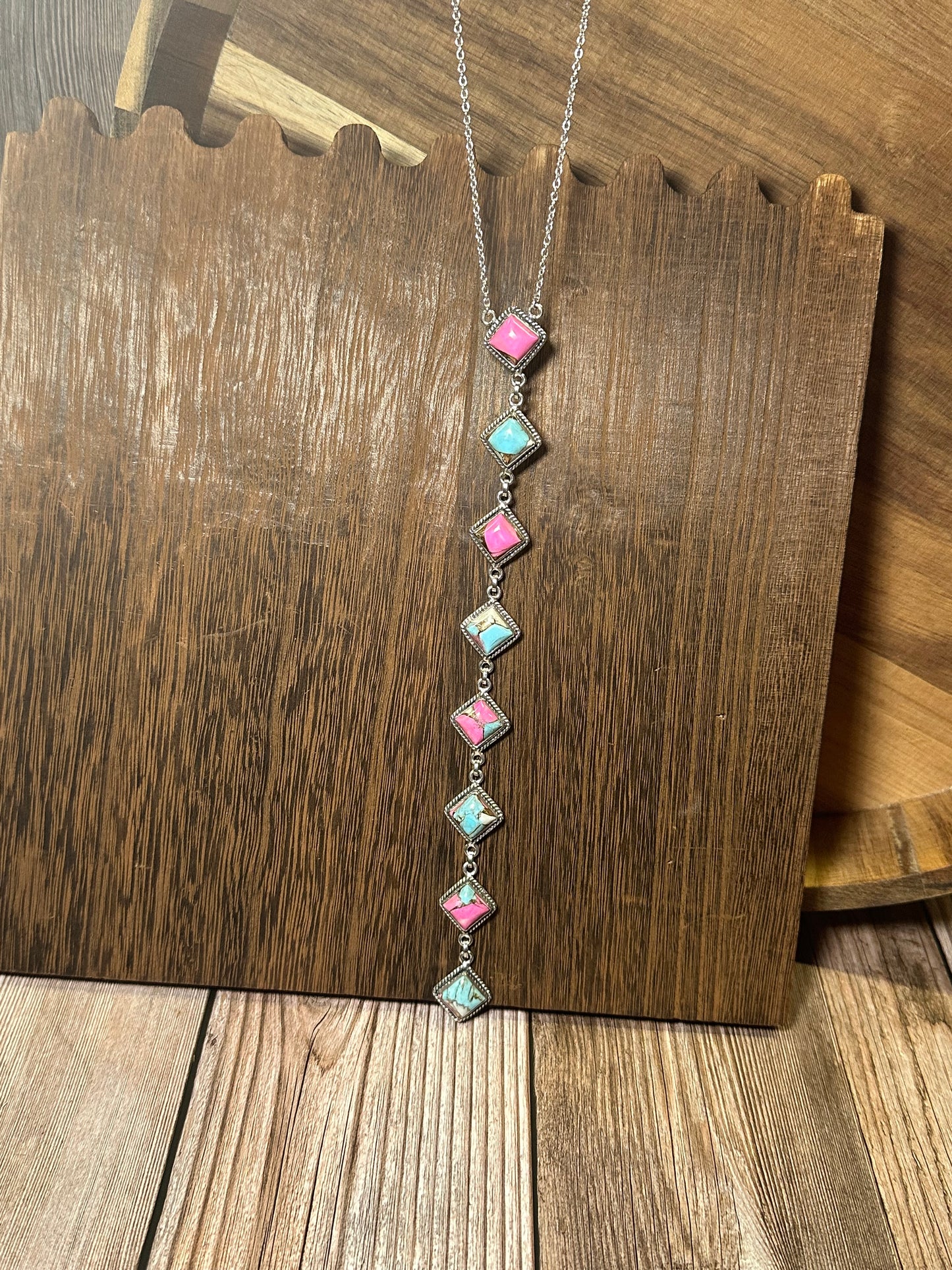 Handmade Cotton Candy Sterling Silver Drop Necklace