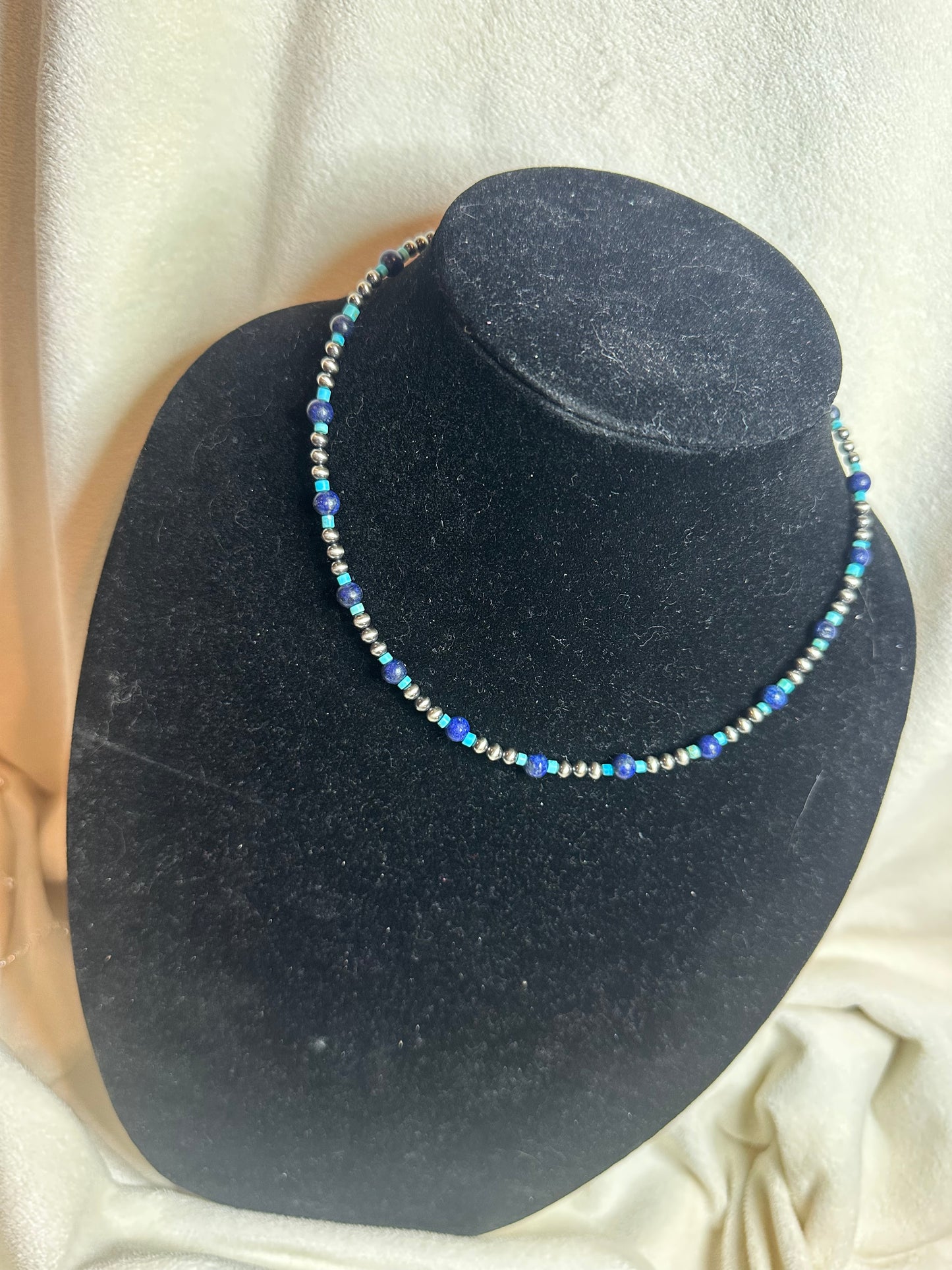 4mm sterling x turquoise x blue lapis