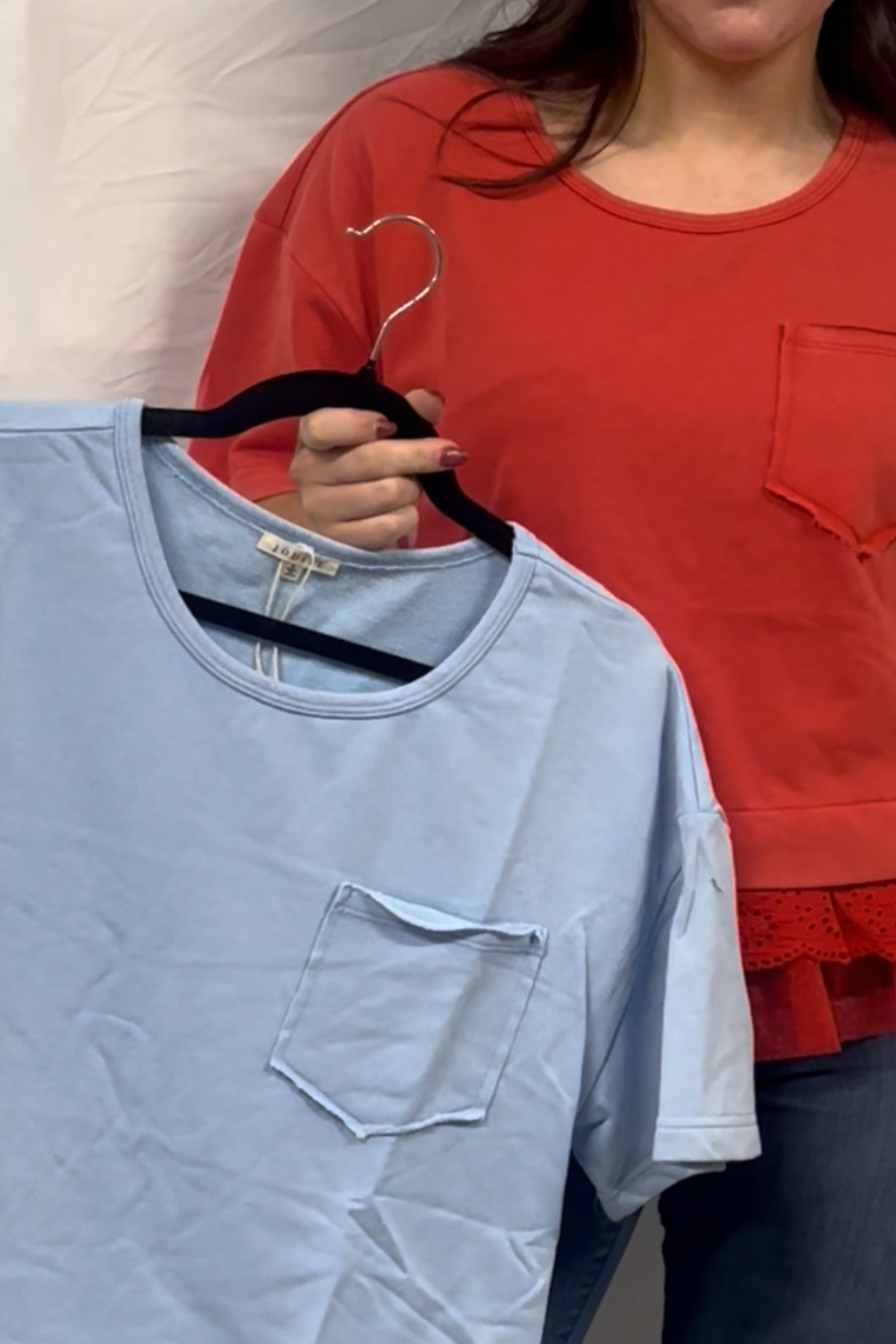 ruffled trim detail pocket tshirt