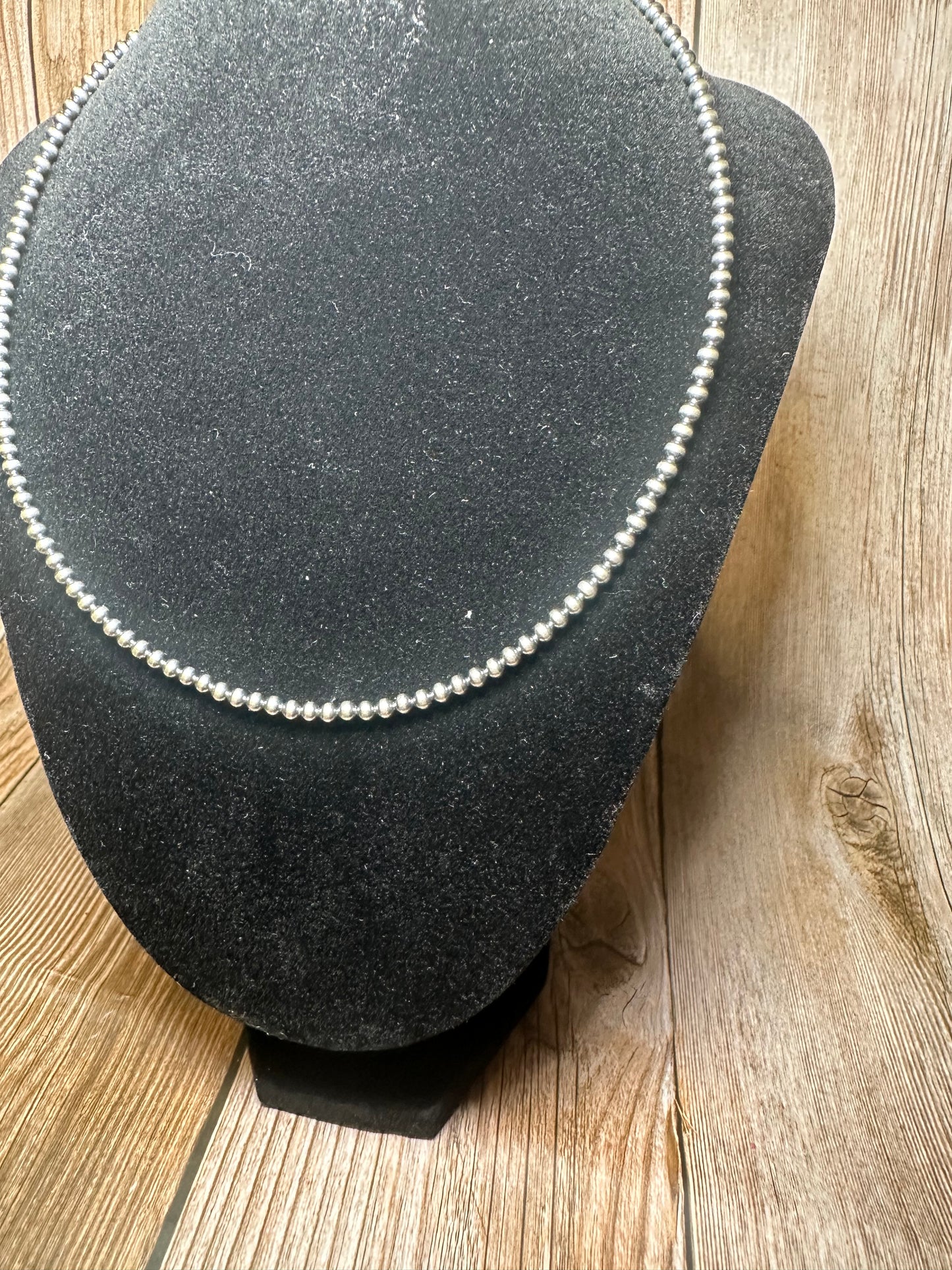 14 inch 3mm Sterling Silver Pearls Necklace