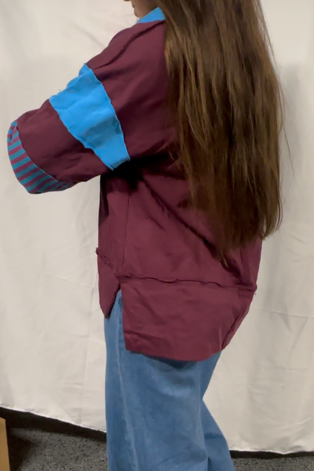 Fabric Mix Match Hi-low Casual Top