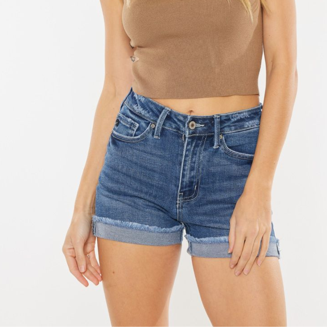 Single Fold Medium Wash Jean Shorts