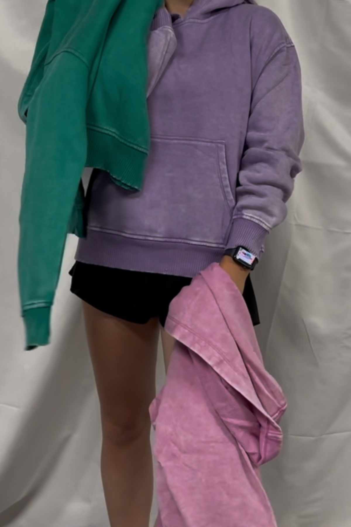 Fleece acid wash kangaroo pocket hoodie