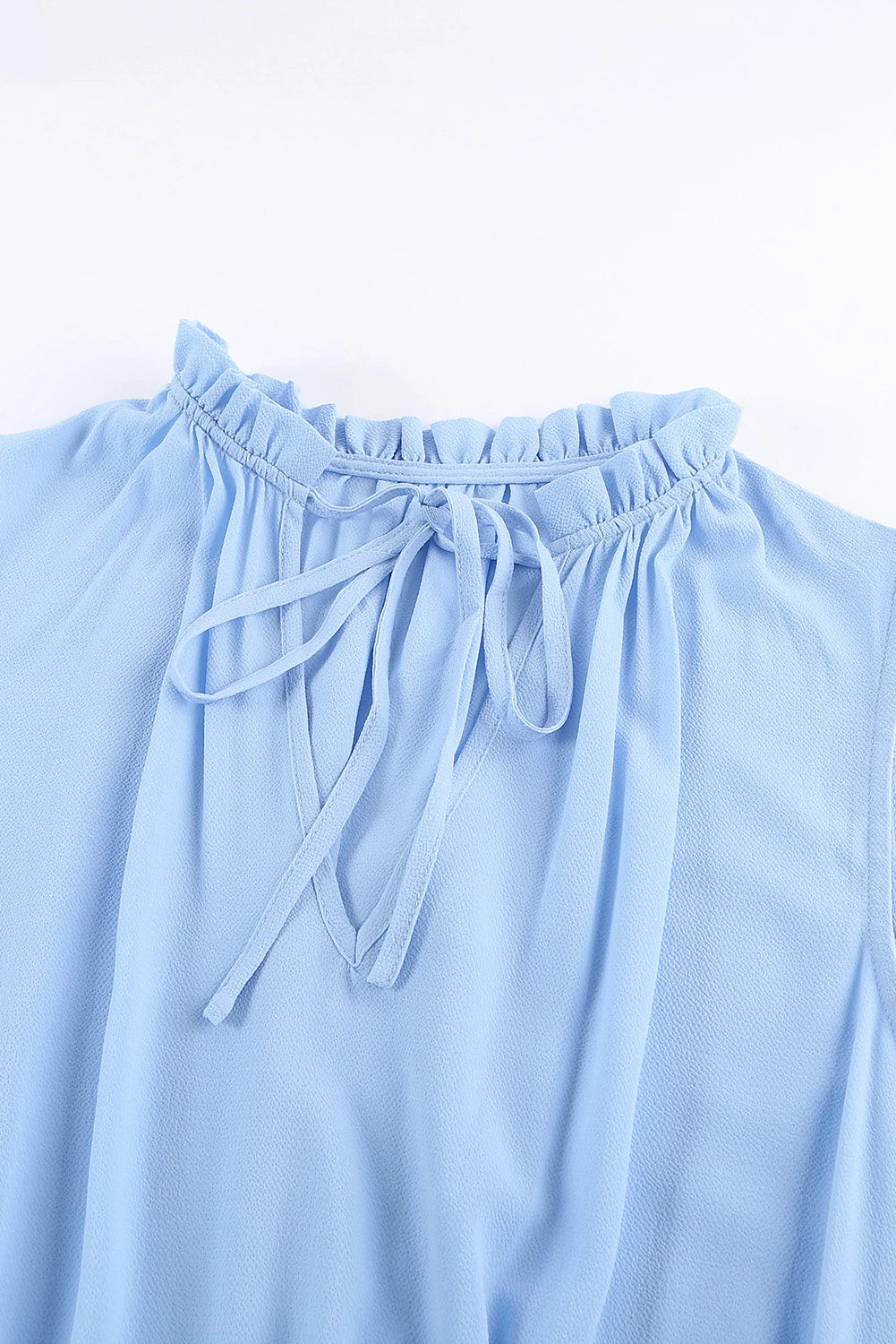 Sky Blue Reversible Frill V Neck Sleeveless Swing Mini Dress