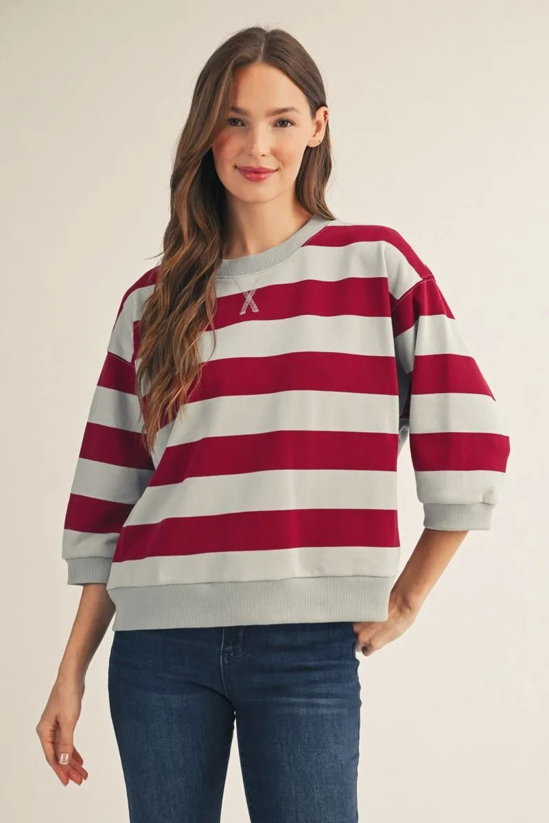 3/4 Sleeve striped top