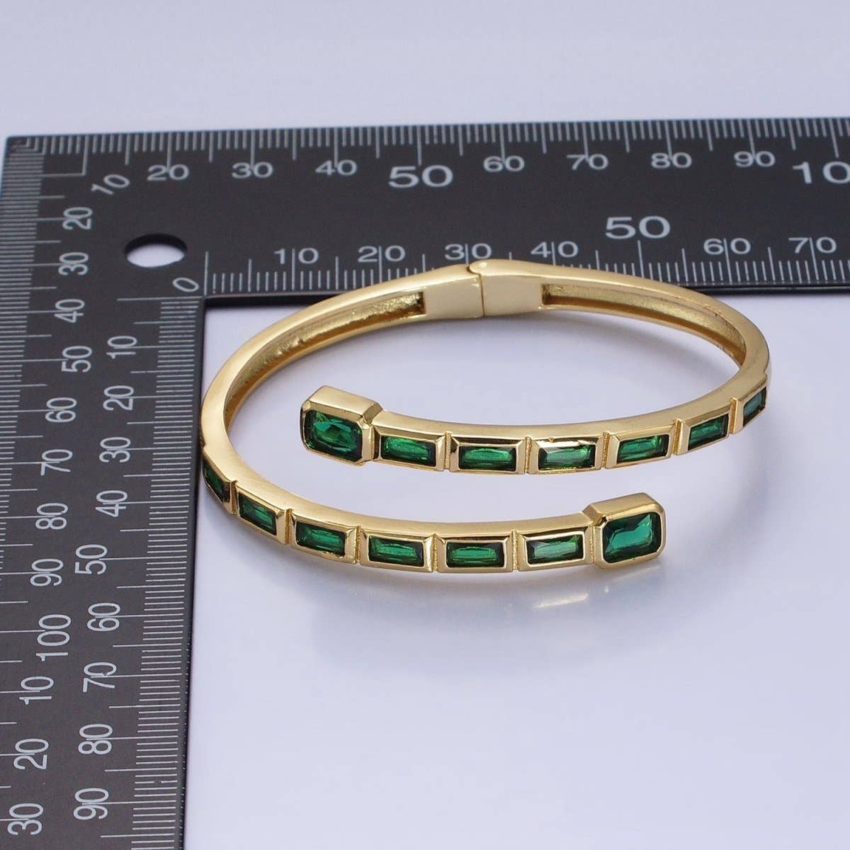 Gold Wrist Bangle Emerald Cut Cz Bangle Bracelet Silver Bracelet Blue Sapphire, Emerald Green, Clear CZ | WA-1687 to WA-1691 Clearance Pricing
