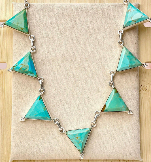 Turquoise Triangle Cluster Necklace