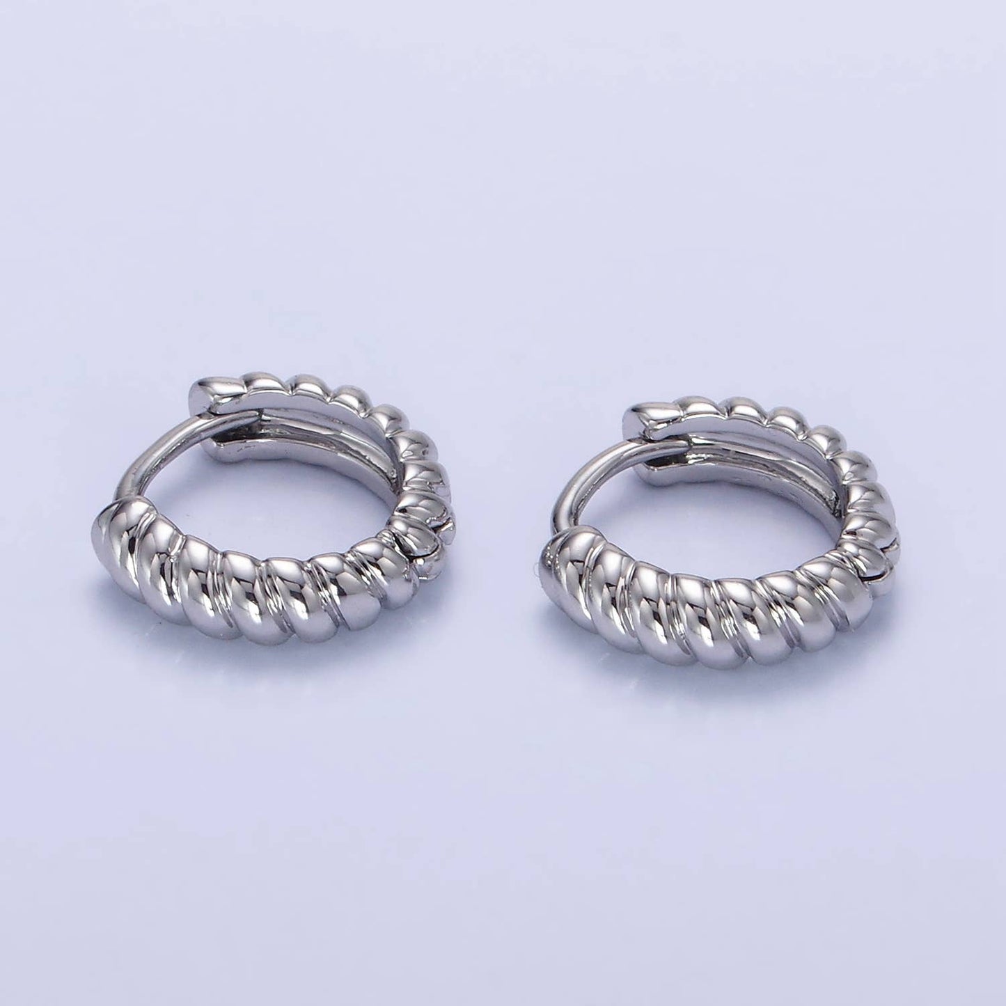 White Gold Filled 12mm Croissant Cartilage Huggie Earrings