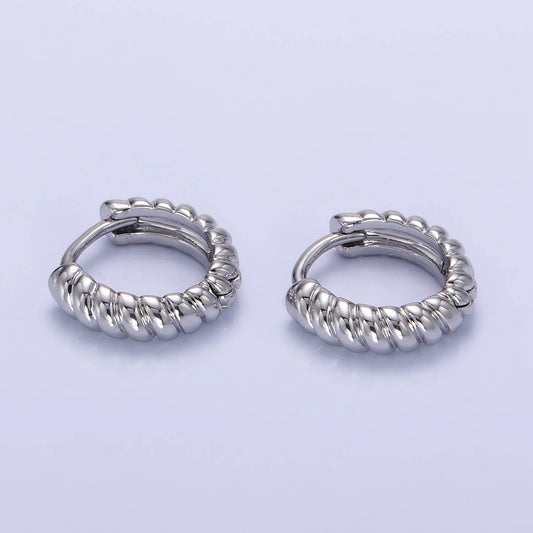 White Gold Filled 12mm Croissant Cartilage Huggie Earrings