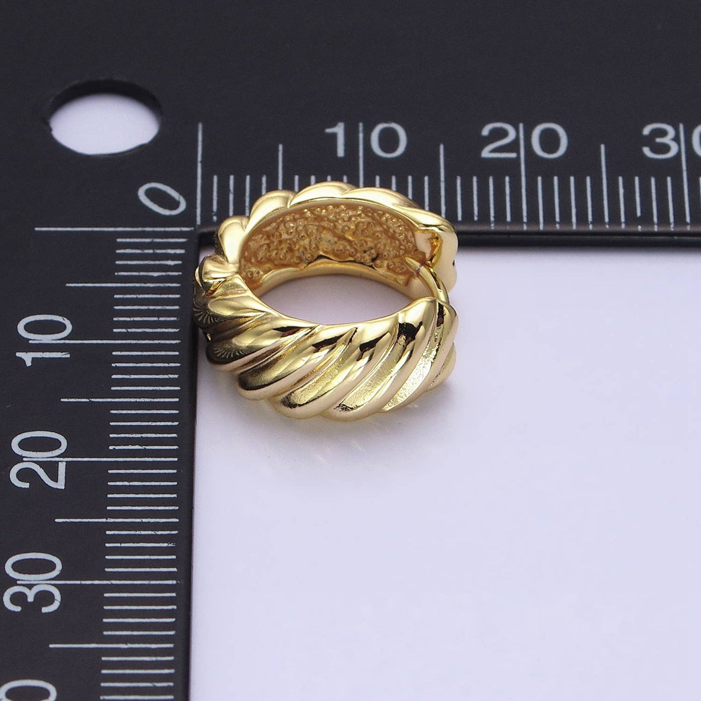 Gold Filled Wide Flat Lined Croissant 16mm Huggie Earrings