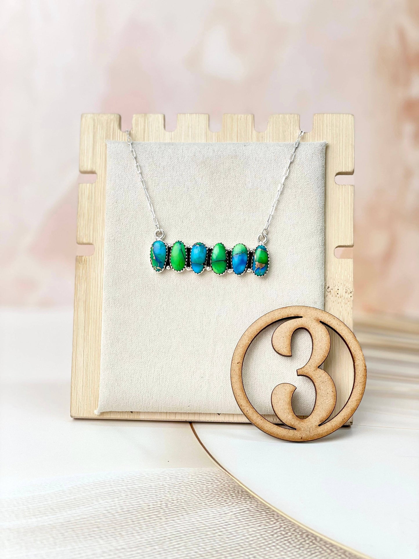 Peacock Dahlia Bar Necklaces