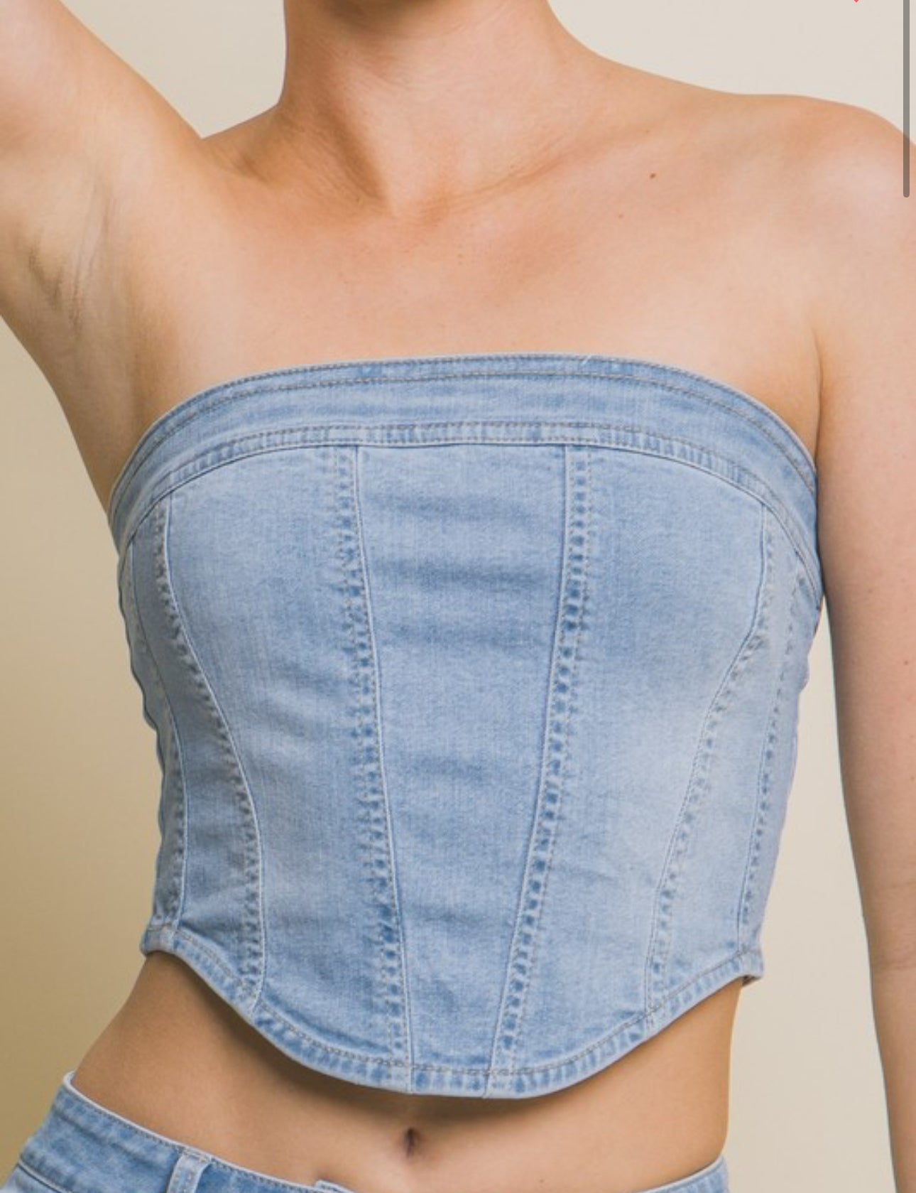 Denim strapless vest top