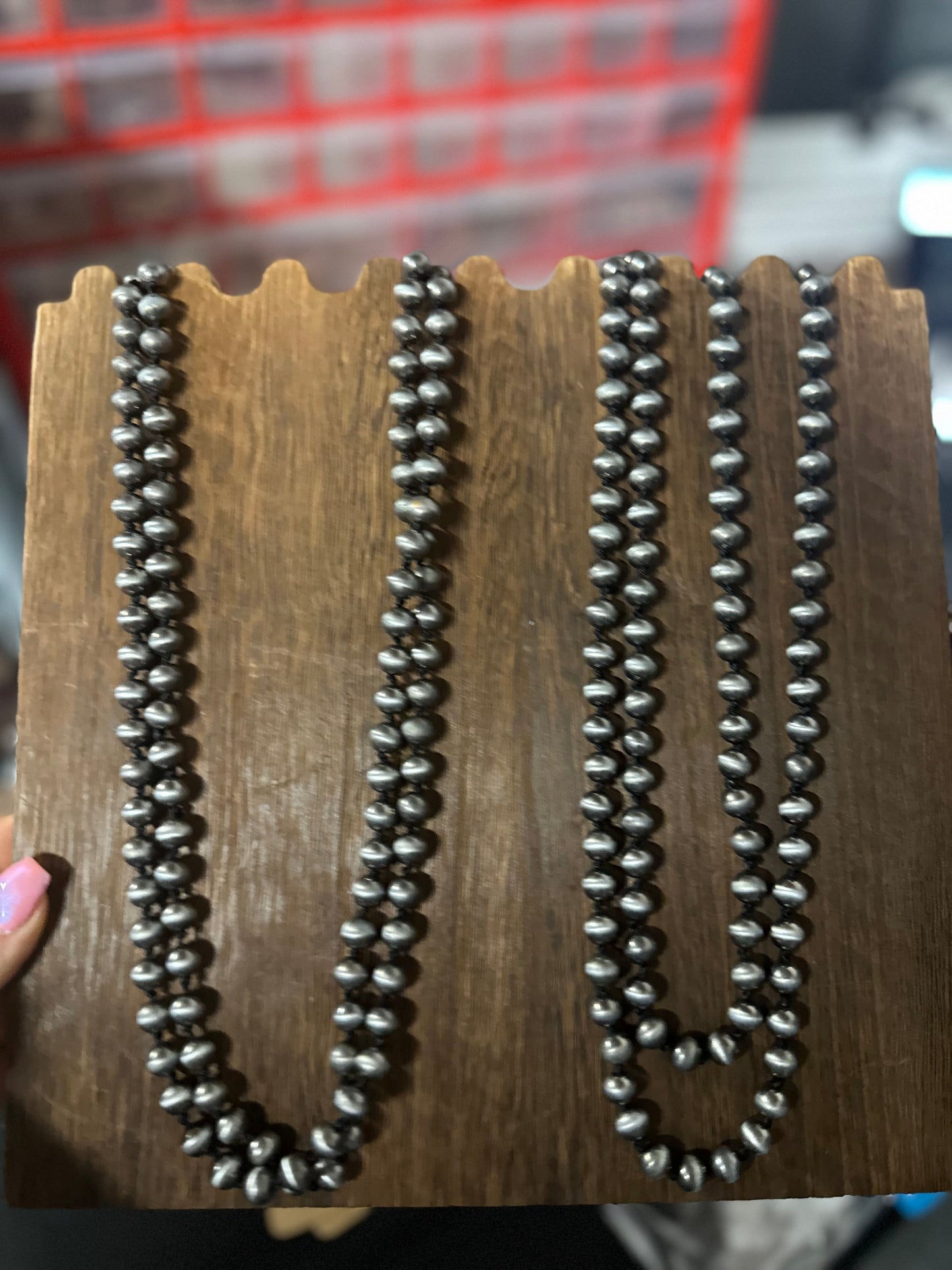 60″ Navajo Style Pearl Necklace