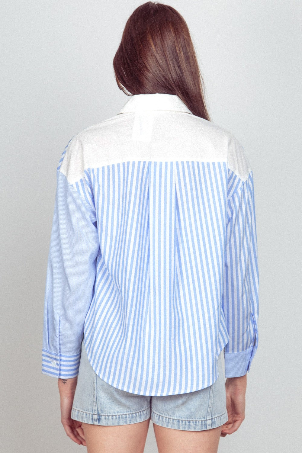 Color Block Striped Button Down