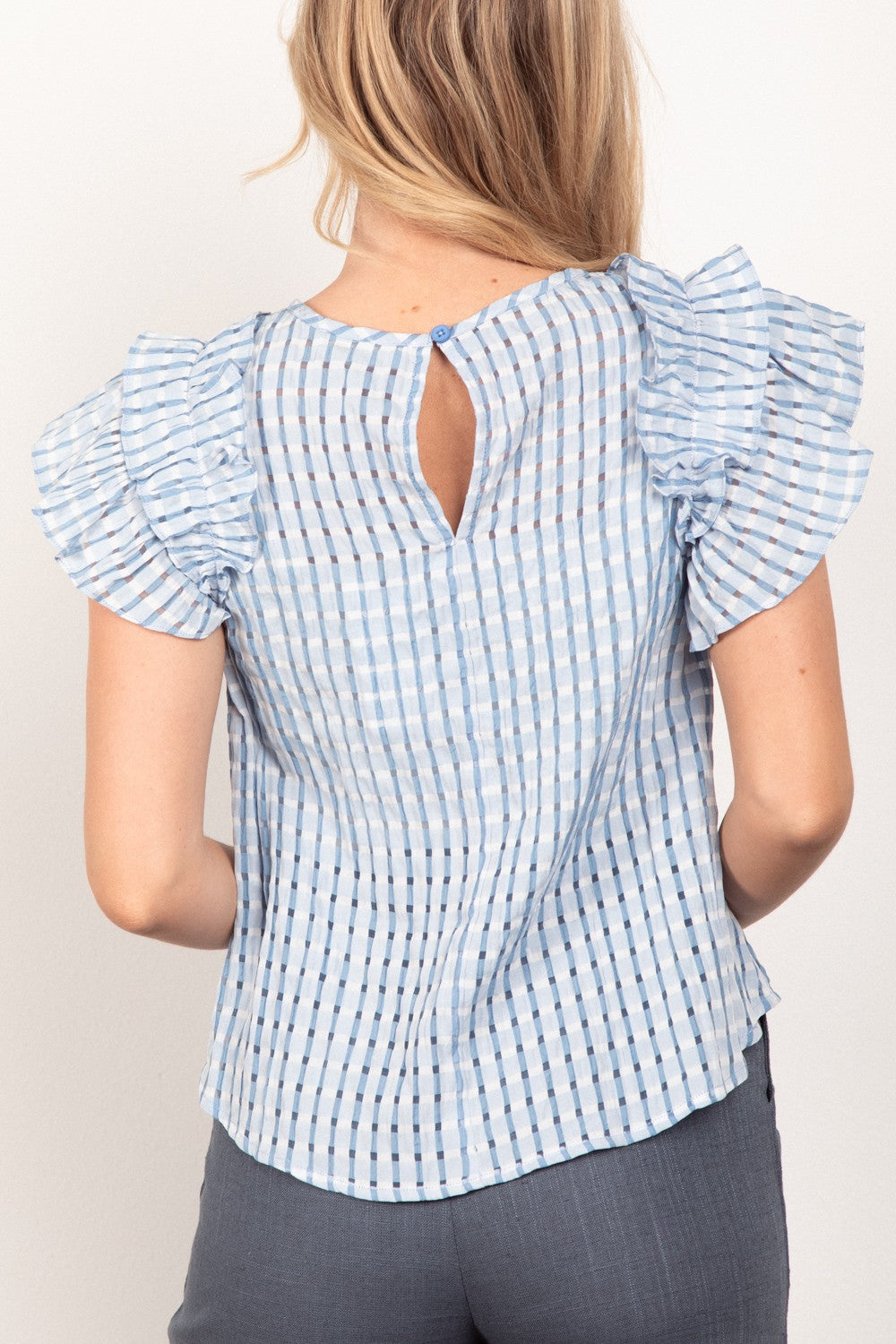 Ruffle Sleeve Woven Top