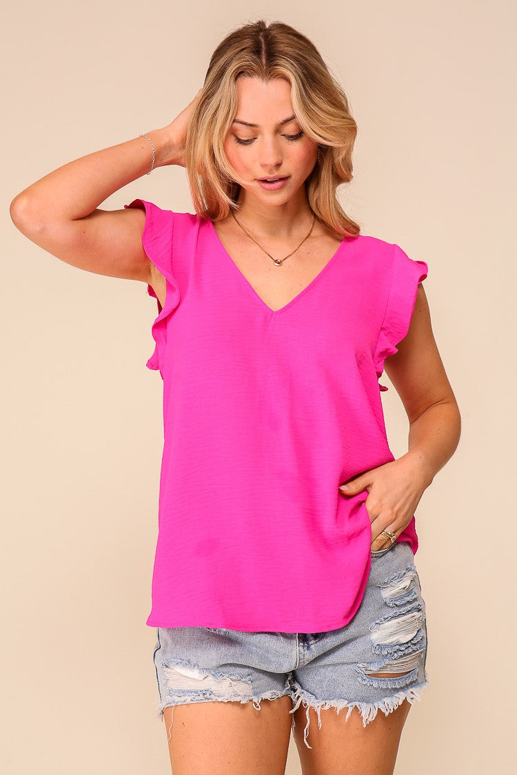 Ruffle Sleeve Airflow Top : Pink