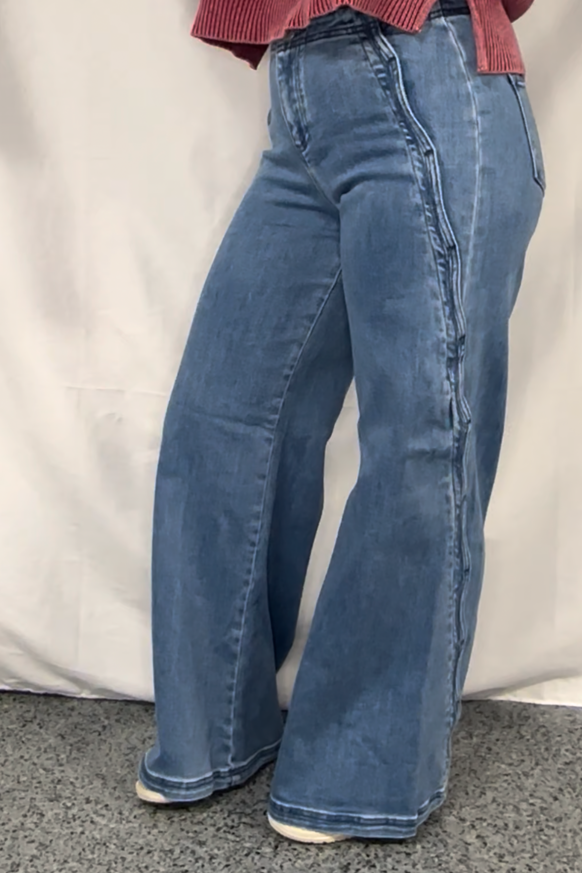 High Rise Wide Leg With Scalloped Edge Detail