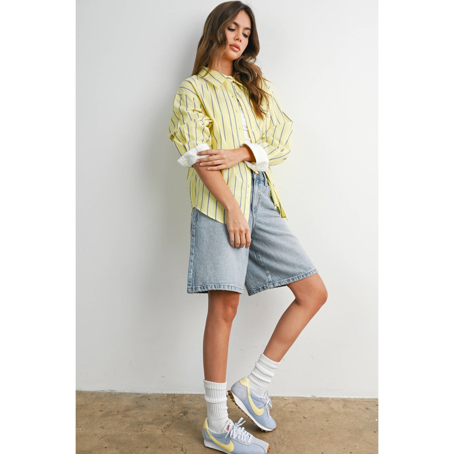 Striped Long-Sleeve Button-Up Shirt - BMT8055