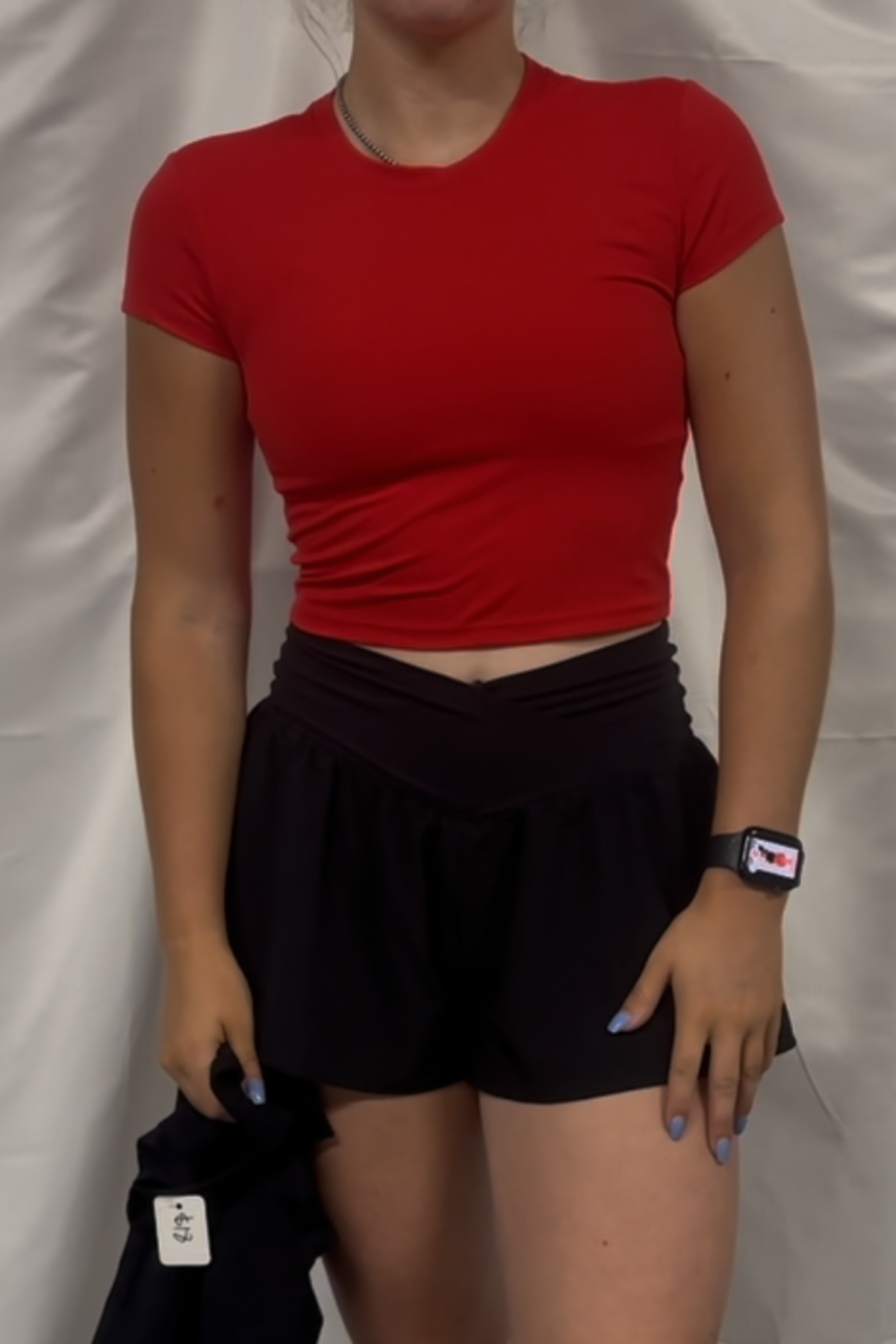 Cropped interlock short sleeve top