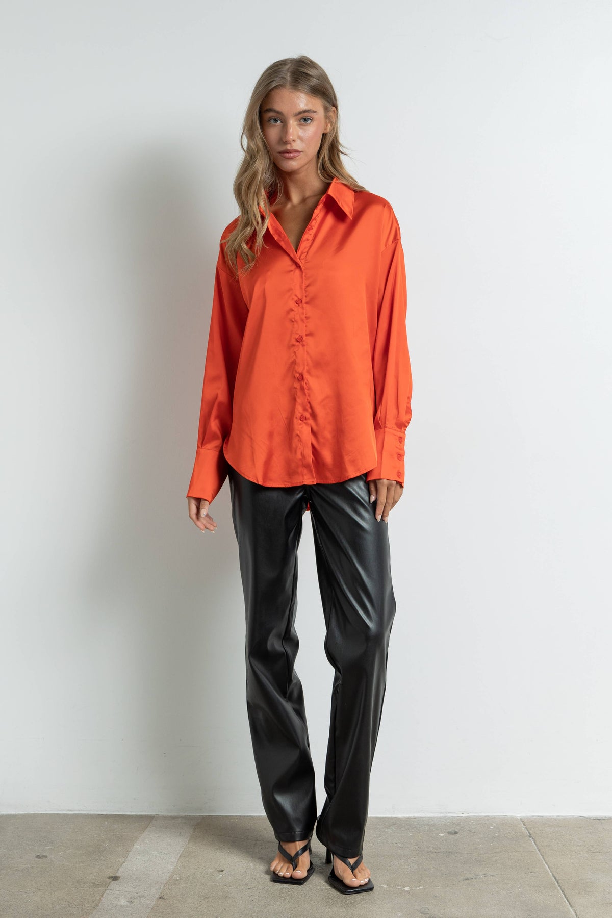 Silky Satin Button Down Shirt