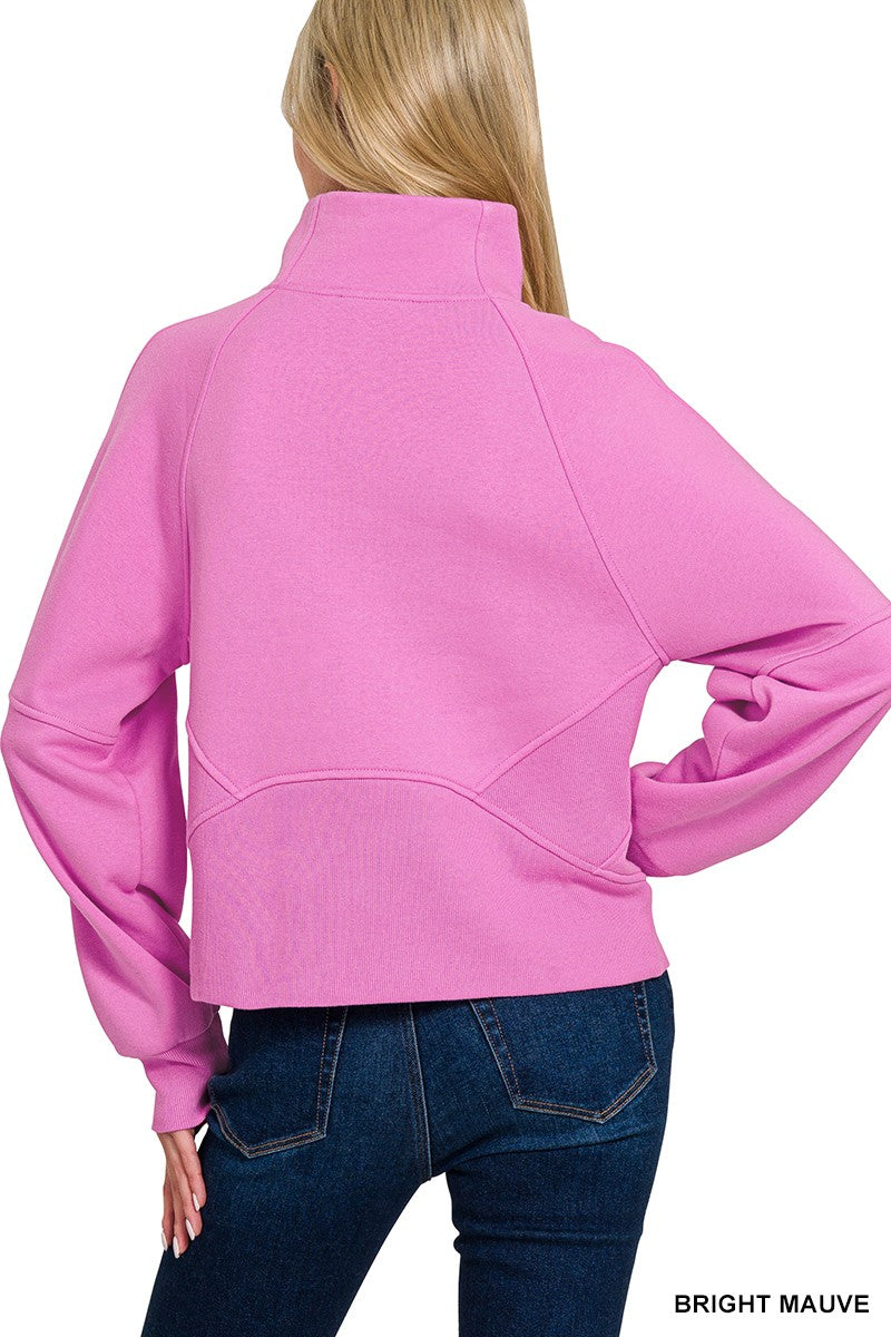 Fleece half zip kangaroo pocket sweatshirts *3 COLORS