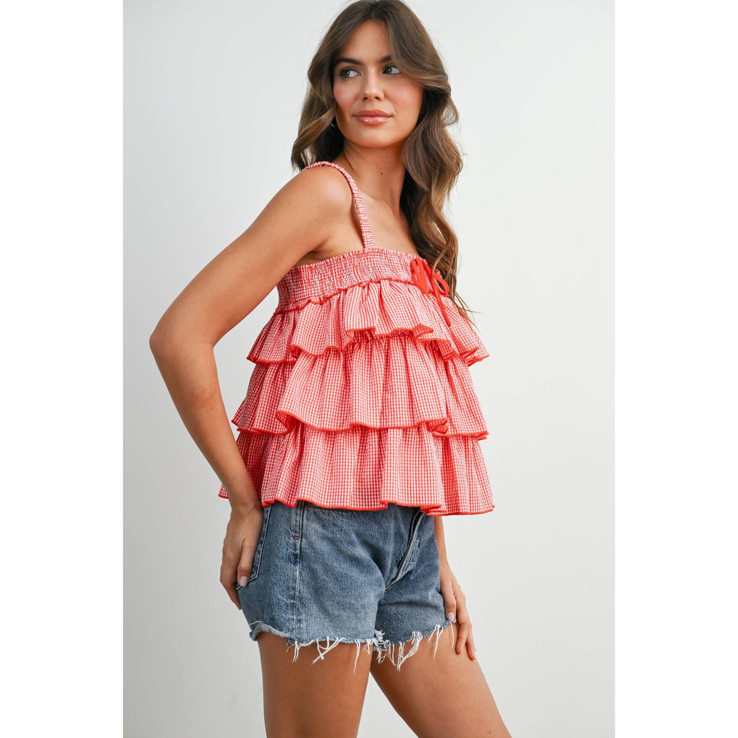 Ruffled Checkered Cami - BMT8395