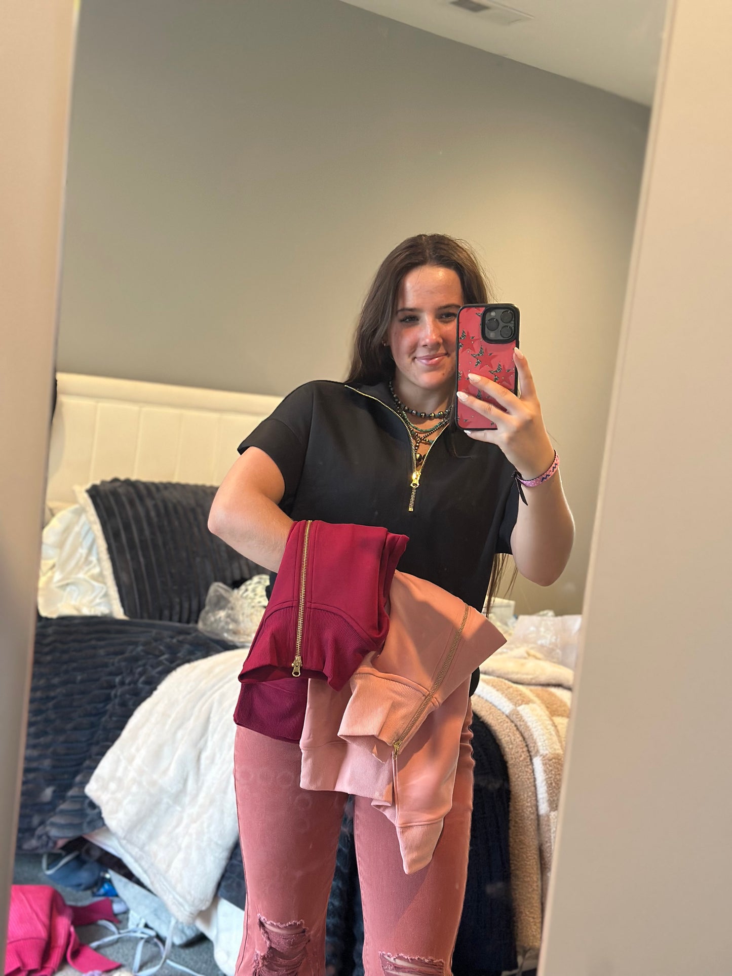 Scuba high neck half zip short sleeve pullover