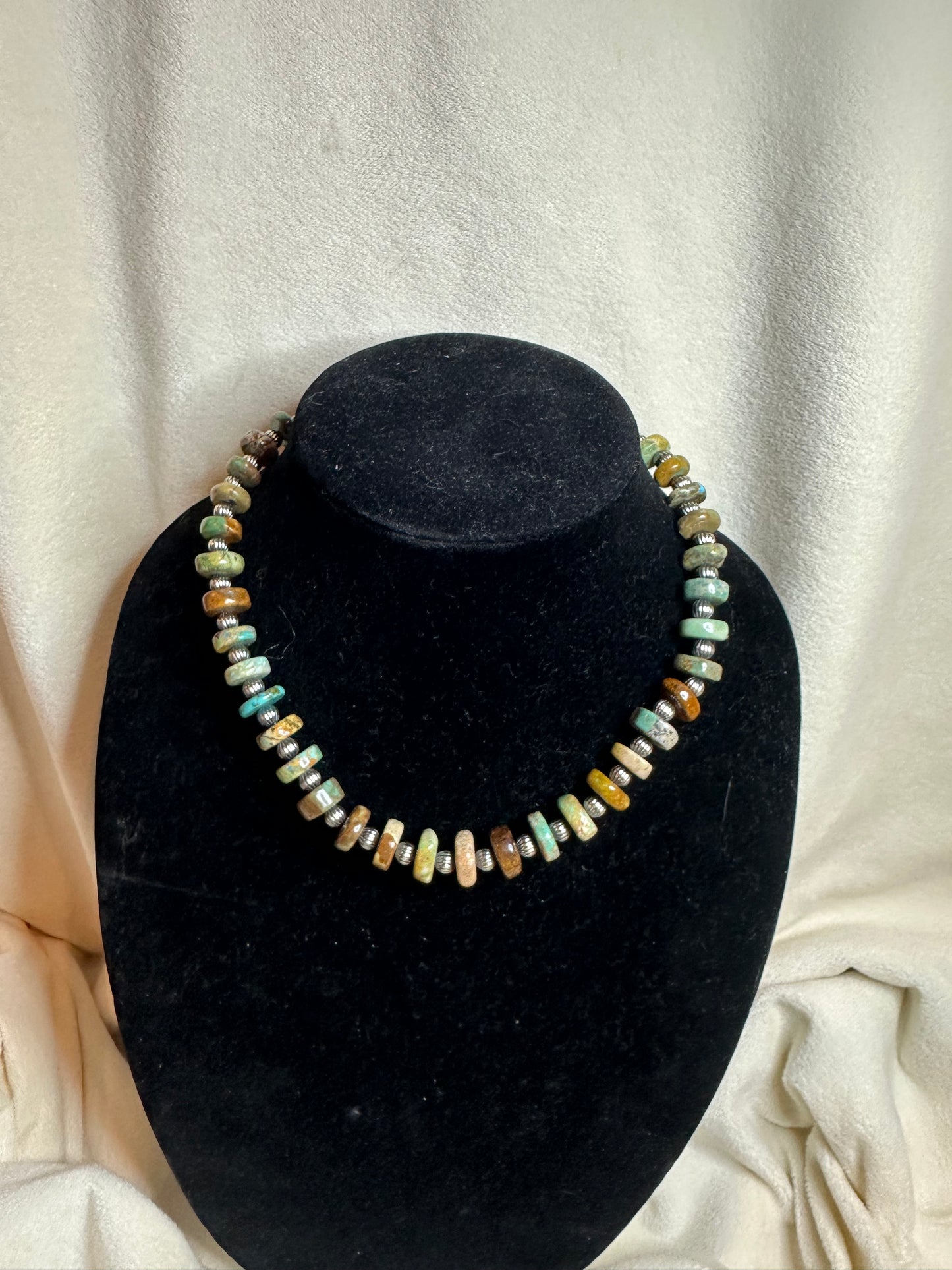 natural turquoise x corrugated necklace