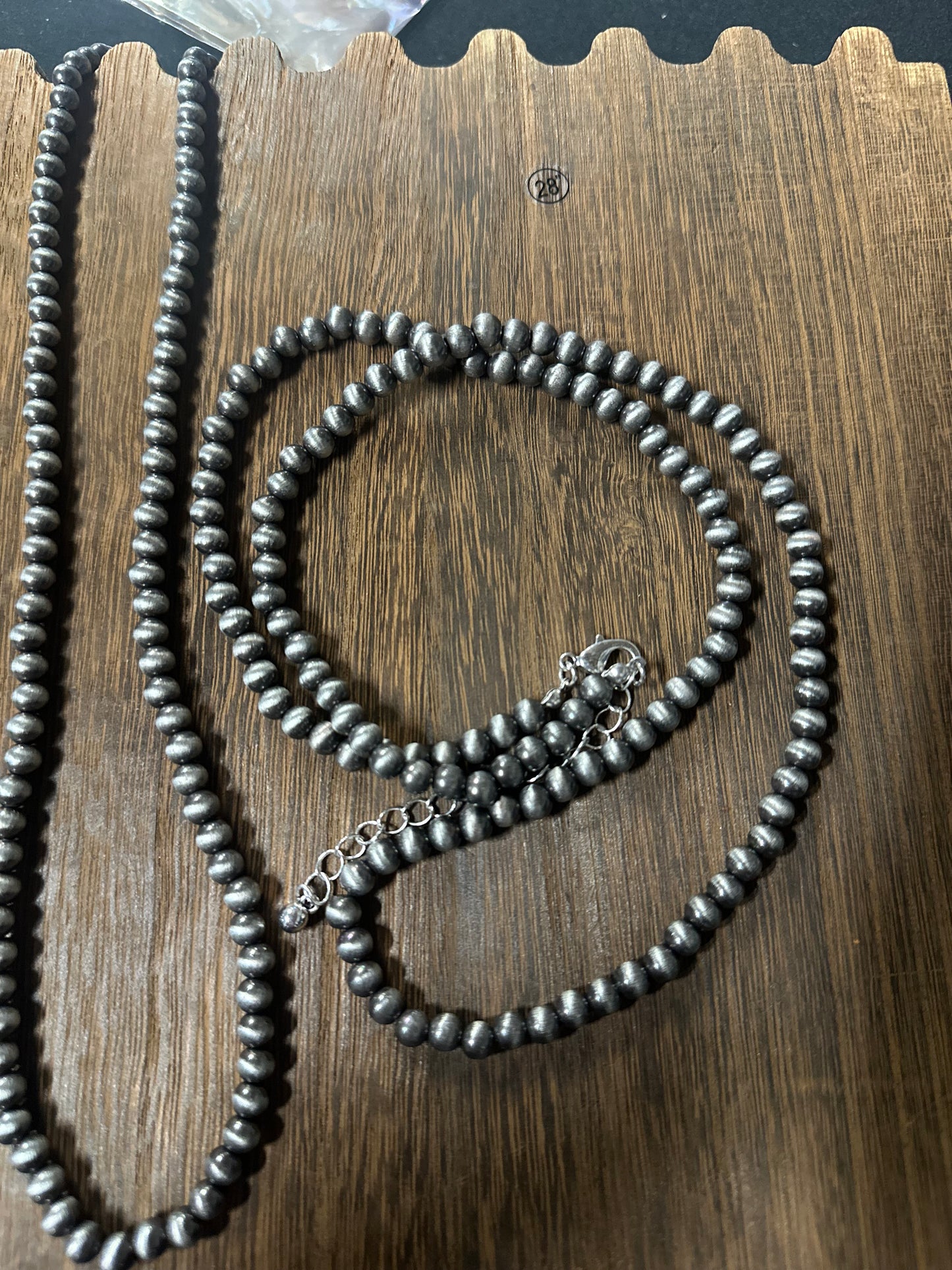 6mm Navajo style pearl necklace 28”