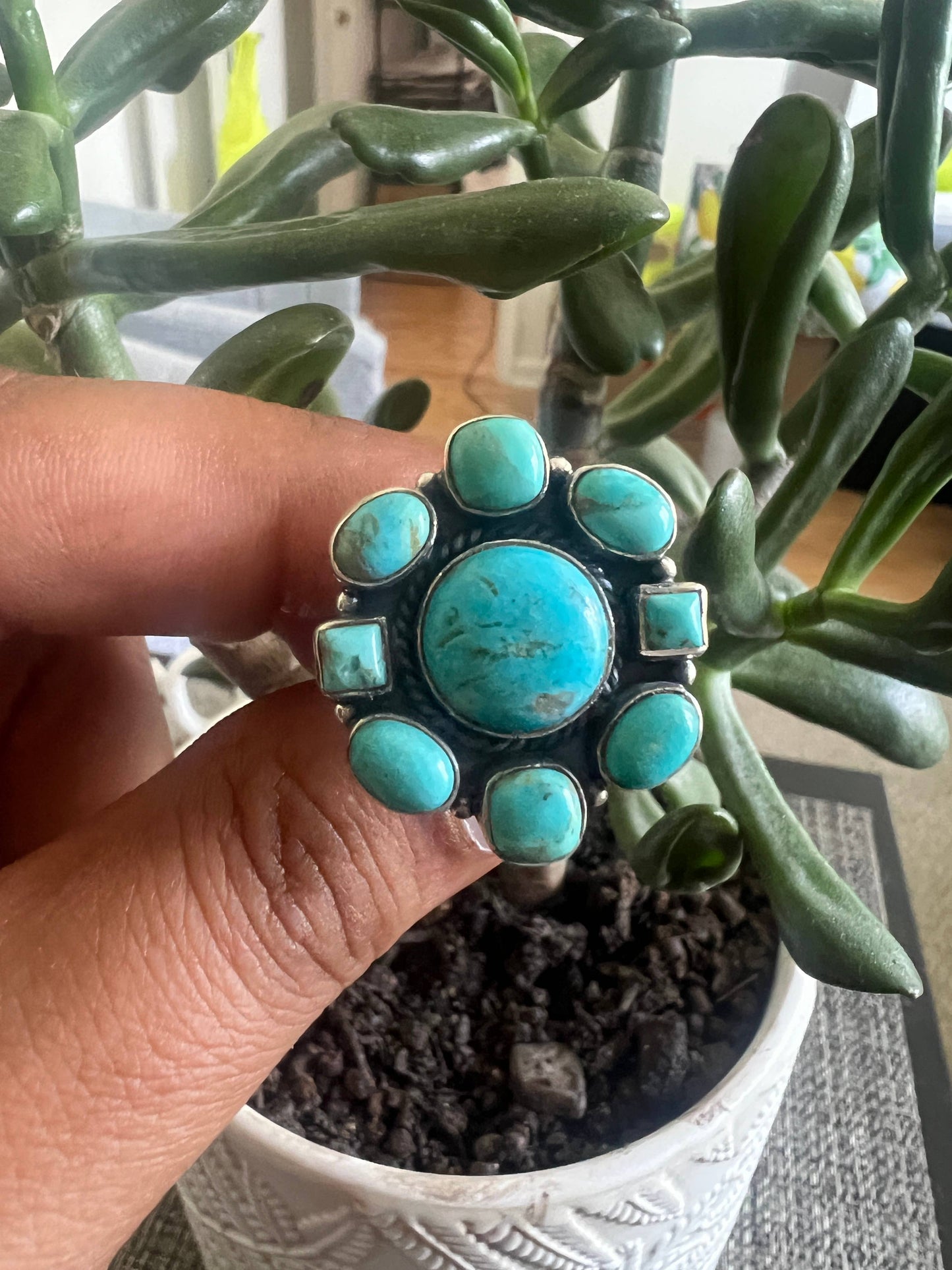 American Turquoise 925 sterling silver ring (R-132)
