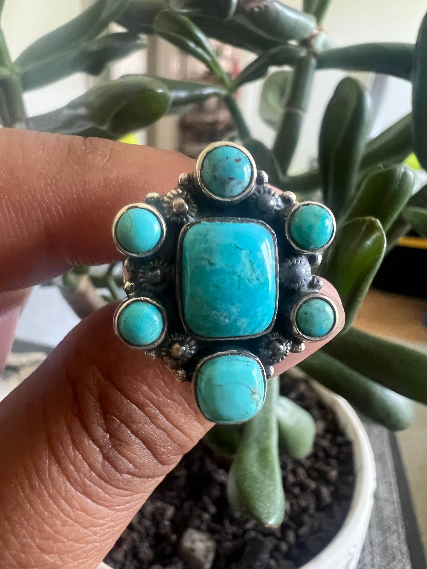 American Turquoise 925 sterling silver ring (R-124)