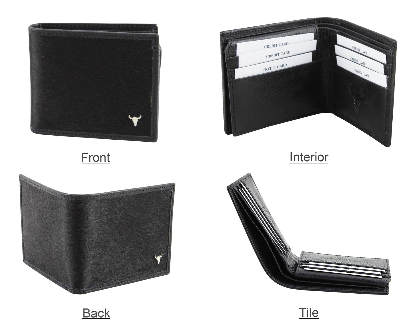 Hair On Hide Men's Wallet In Black AB W01 Black