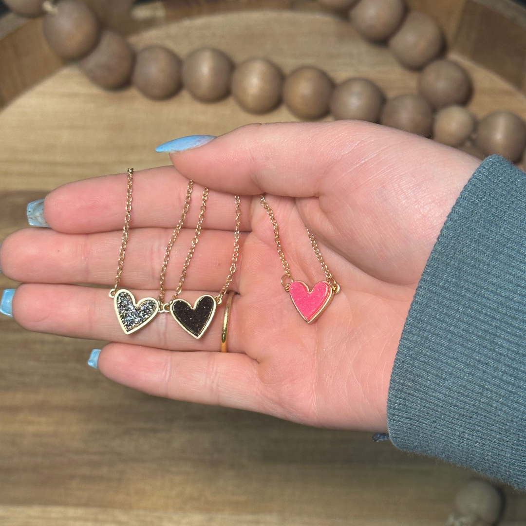 Heart Druzy Stone Necklace