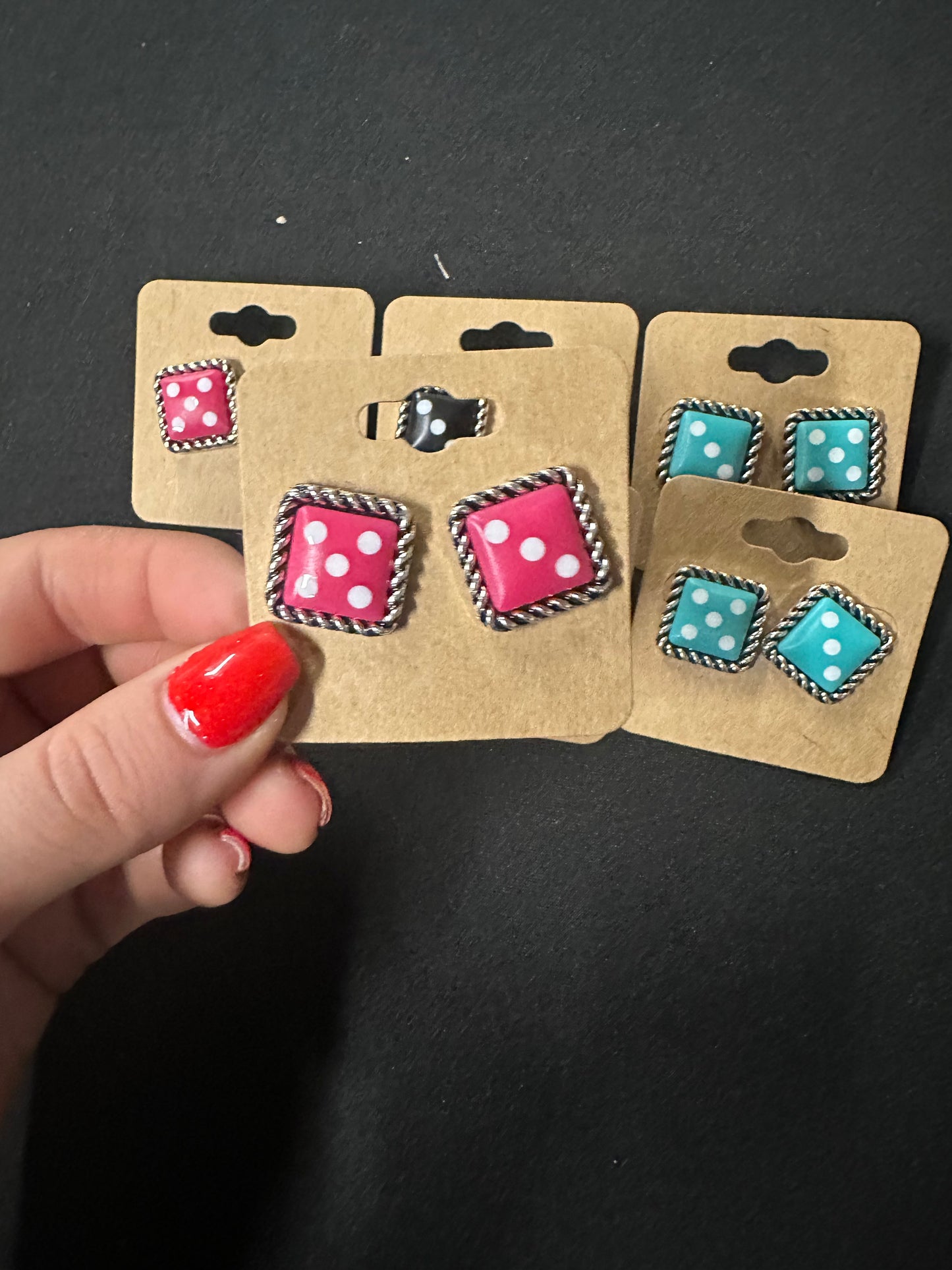 Dice theme stud earrings