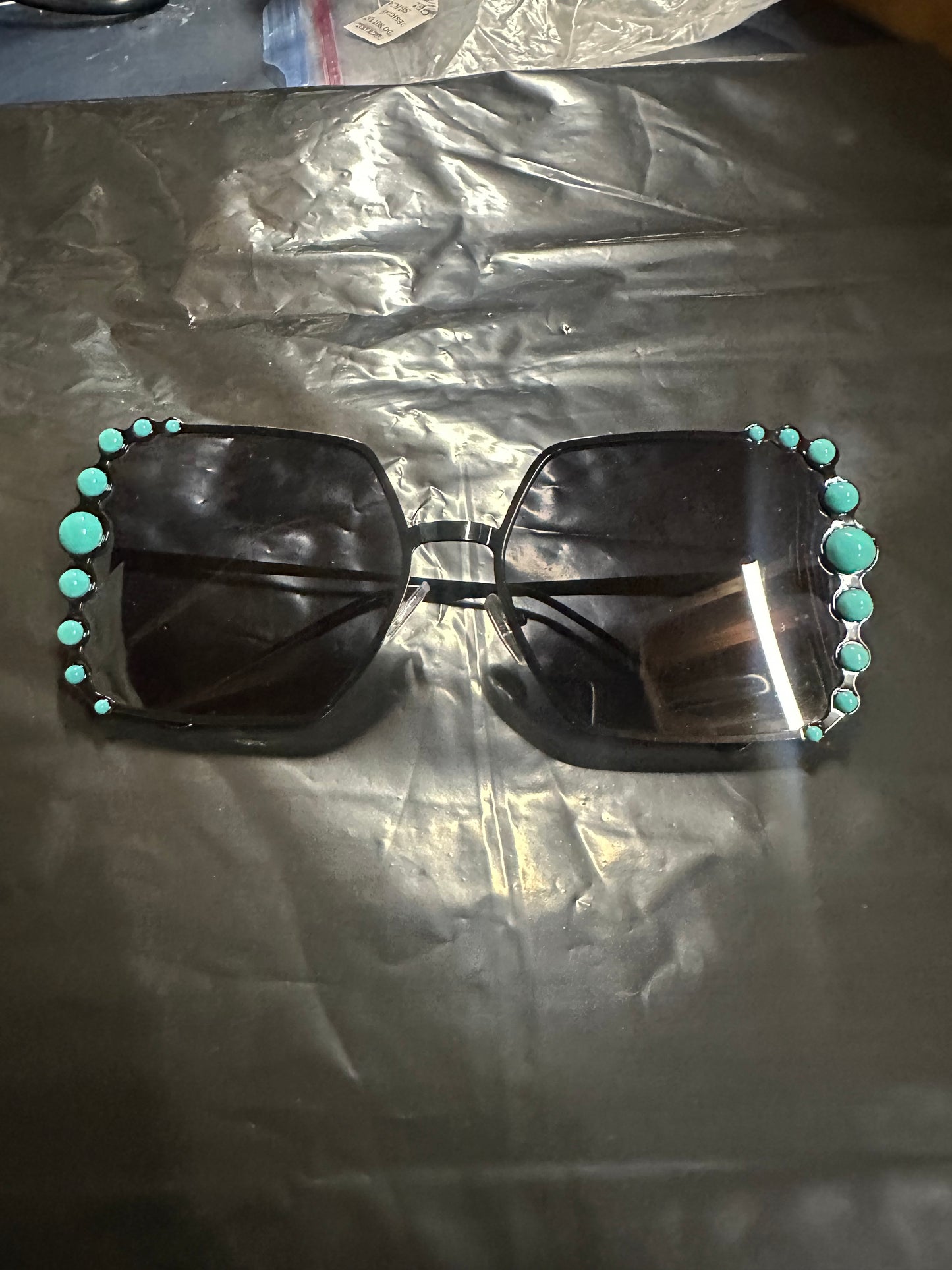 boujee turquoise sunglasses - large square